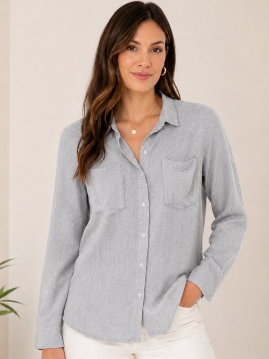 cloth & stone Tops - Cloth & Stone Super Soft Gray Button Down Shirt M Relaxed Utility Blouse